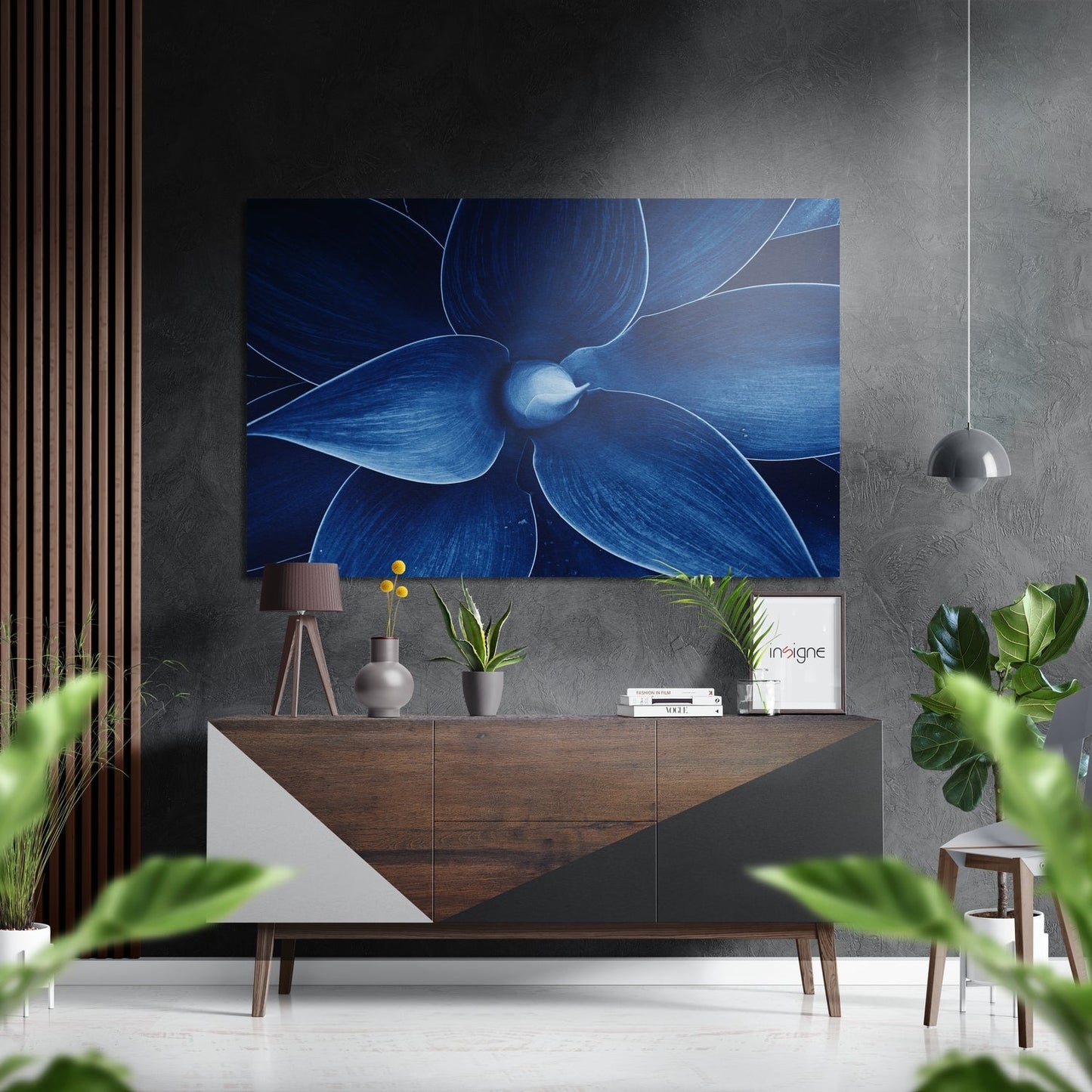 Deep Blue Petals Metal Wall Art