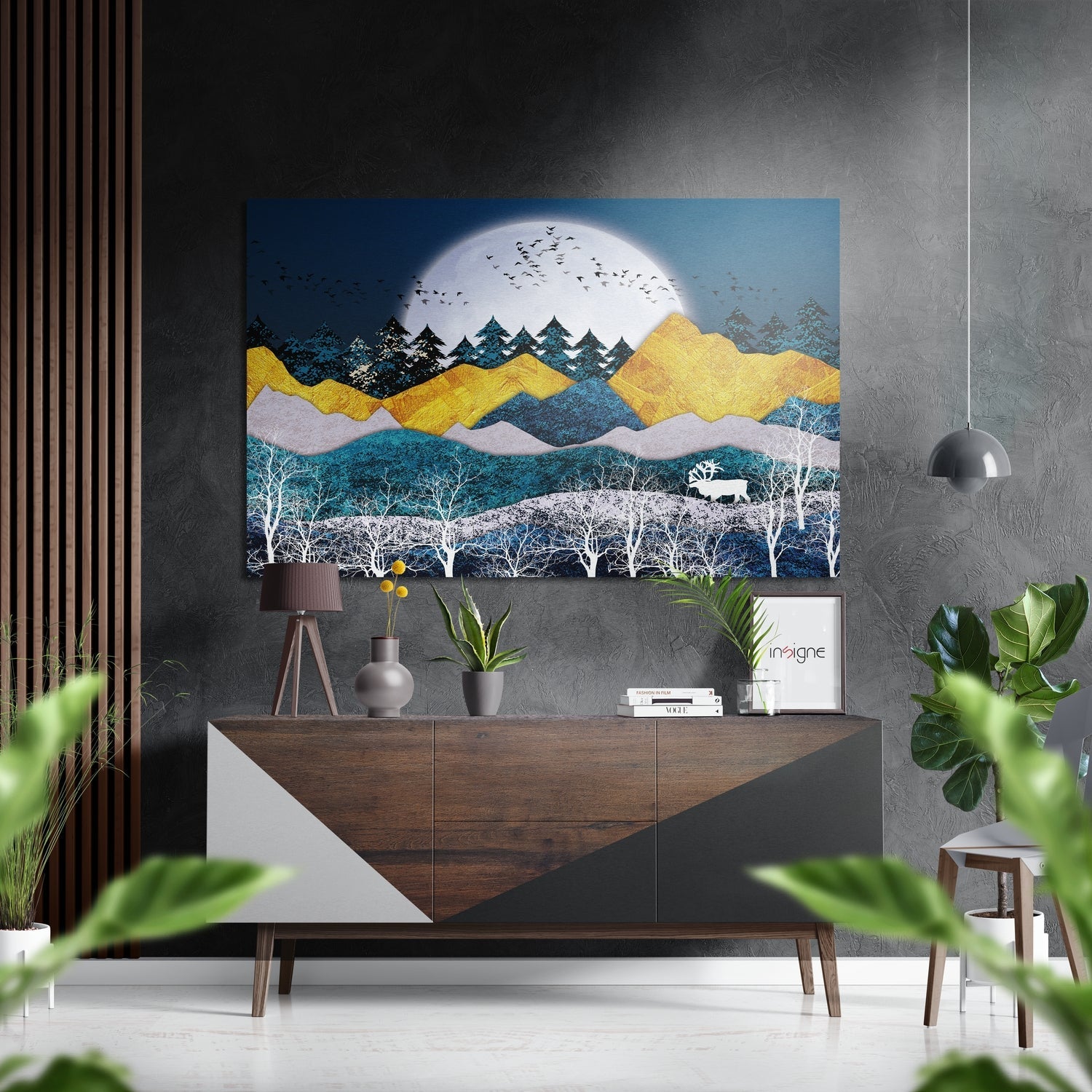 Wave Mountains Brushed Aluminum Metal Wall Art