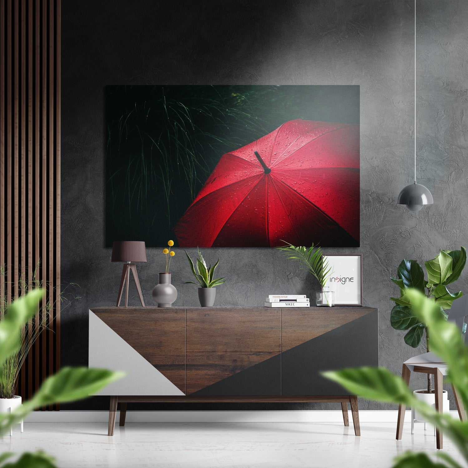 Umbrella metal wall art brushed aluminum print