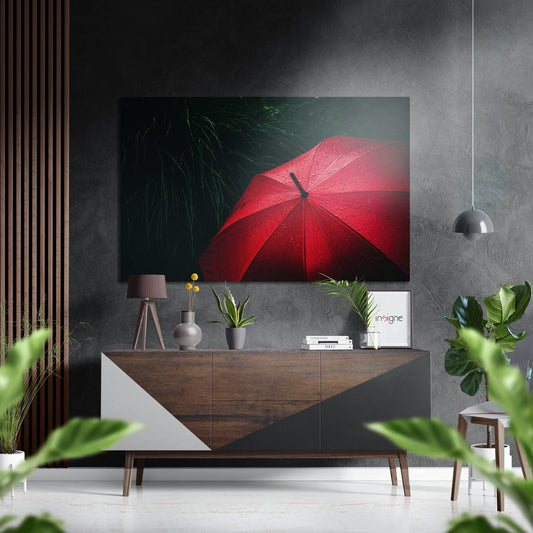 Umbrella metal wall art brushed aluminum print