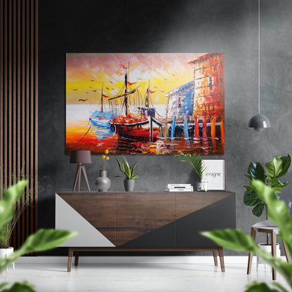 Boat coastal metal wall art