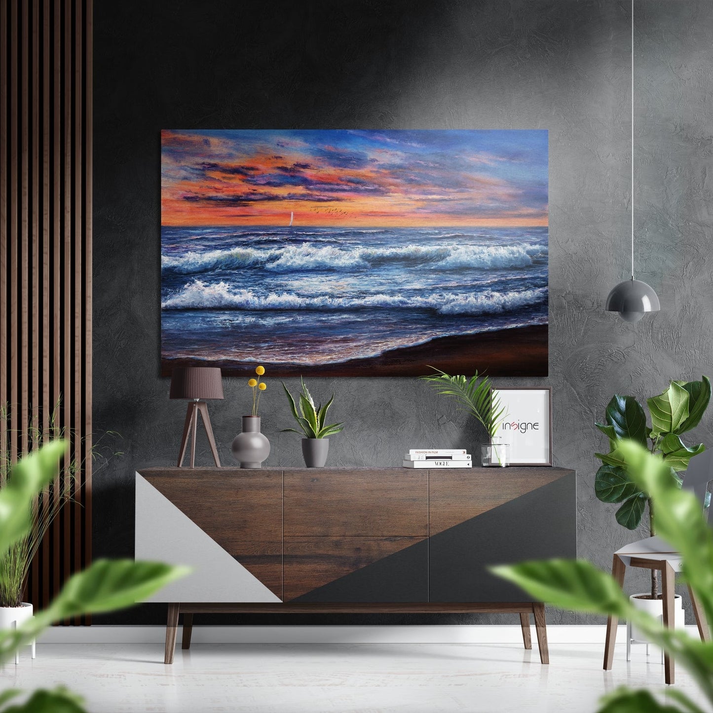 Waves Brushed Aluminum Metal Wall Art