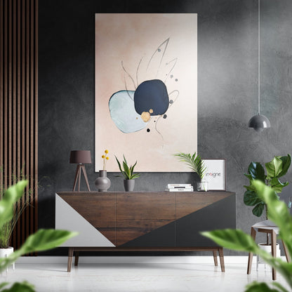 Navy mint blobs brushed aluminum metal wall art