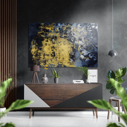 Gold navy abstract aluminum dibond wall art