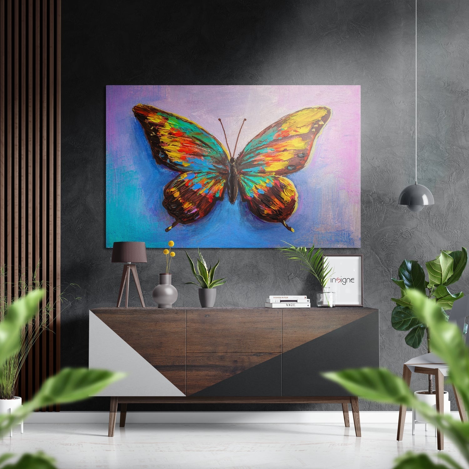 Butterfly brushed aluminum dibond metal wall art