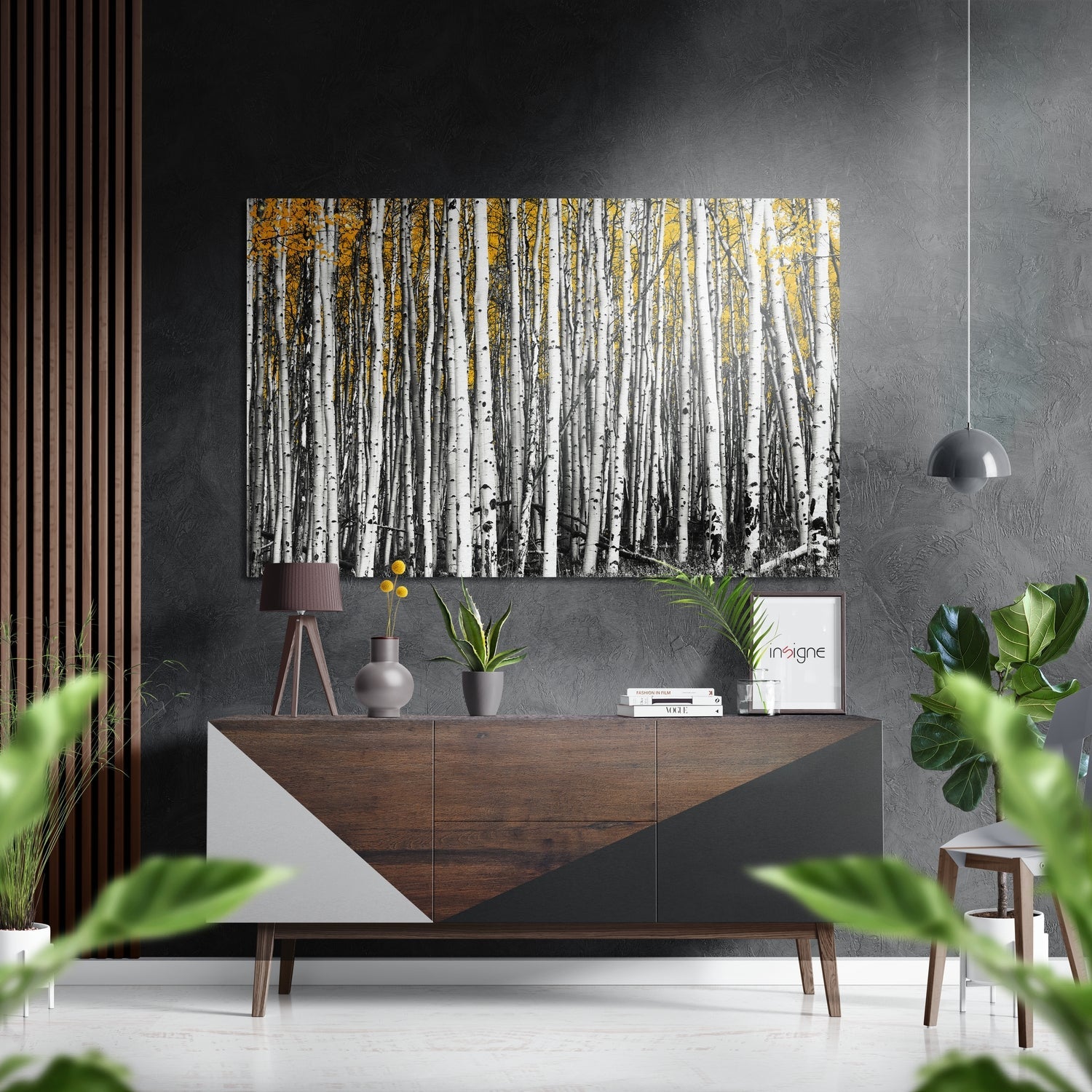 Forest metal wall art brushed aluminum dibond landscape