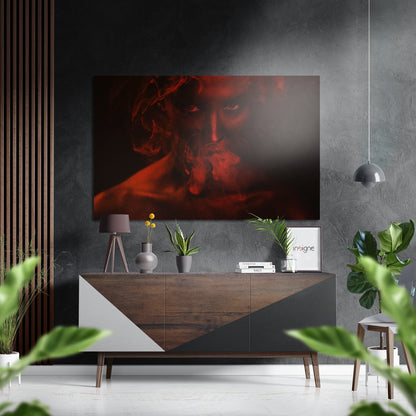 Red smoke metal wall art