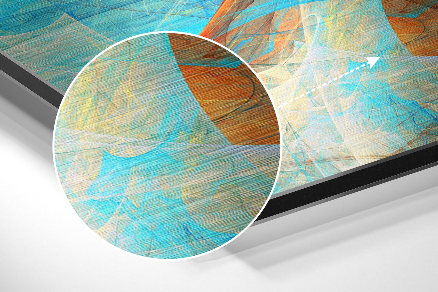 Turquoise Orange Leaf Vein Abstract Metal Wall Art