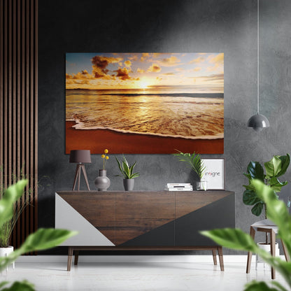 Sunset at the Beach metal wall art brushed aluminum dibond