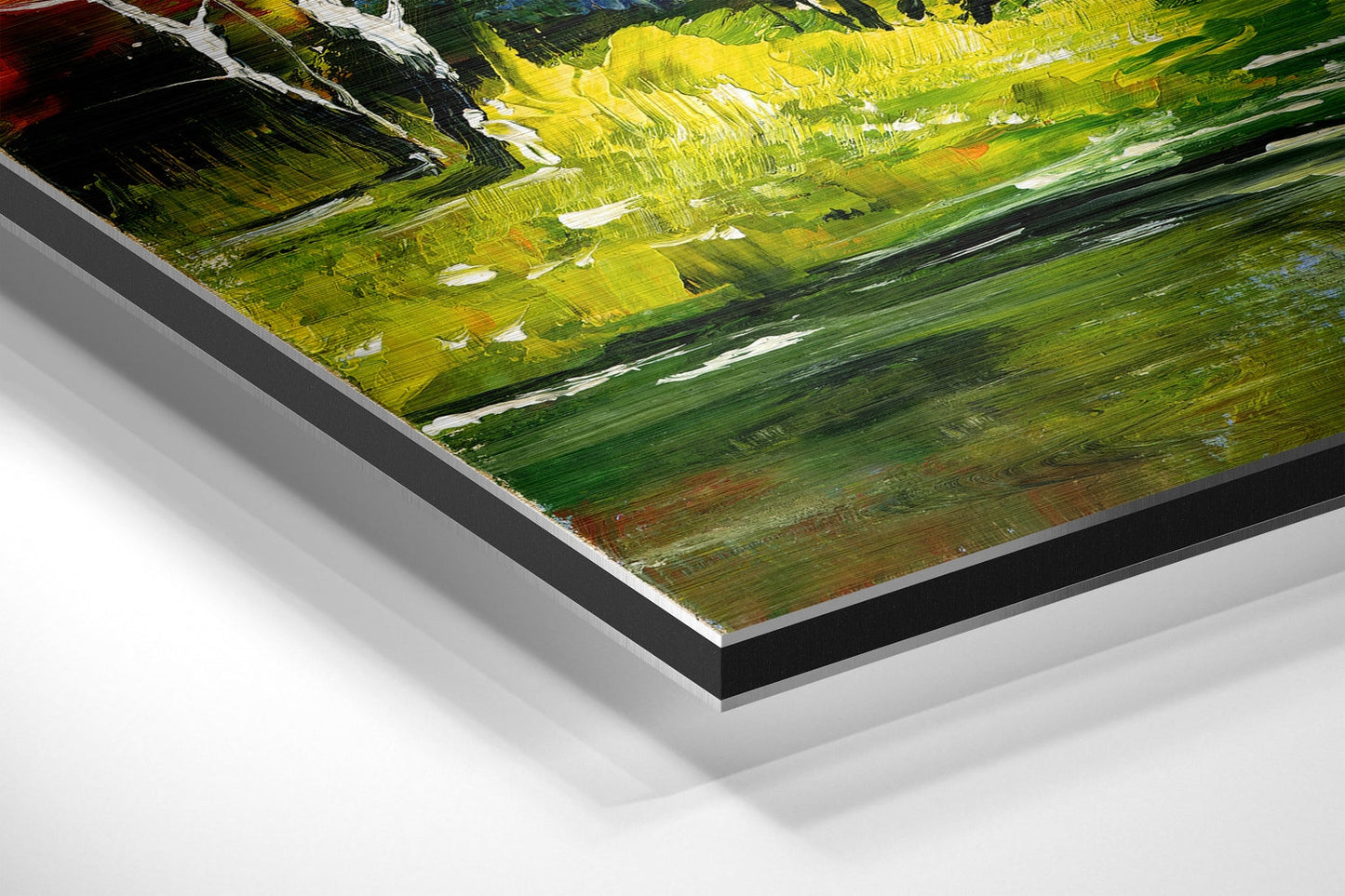 Painted Autumn Forest Creek Metal Wall Art