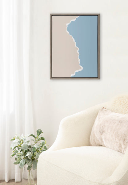 Beige and Blue Abstract Landscape Canvas Wall Art
