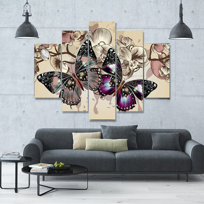Butterflies In Motion 5-Piece Canvas Wall Art