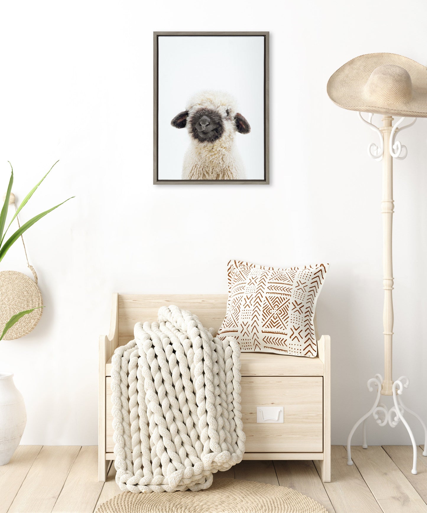 Black Nosed Sheep Framed Canvas Wall Art, Farmhouse Decor