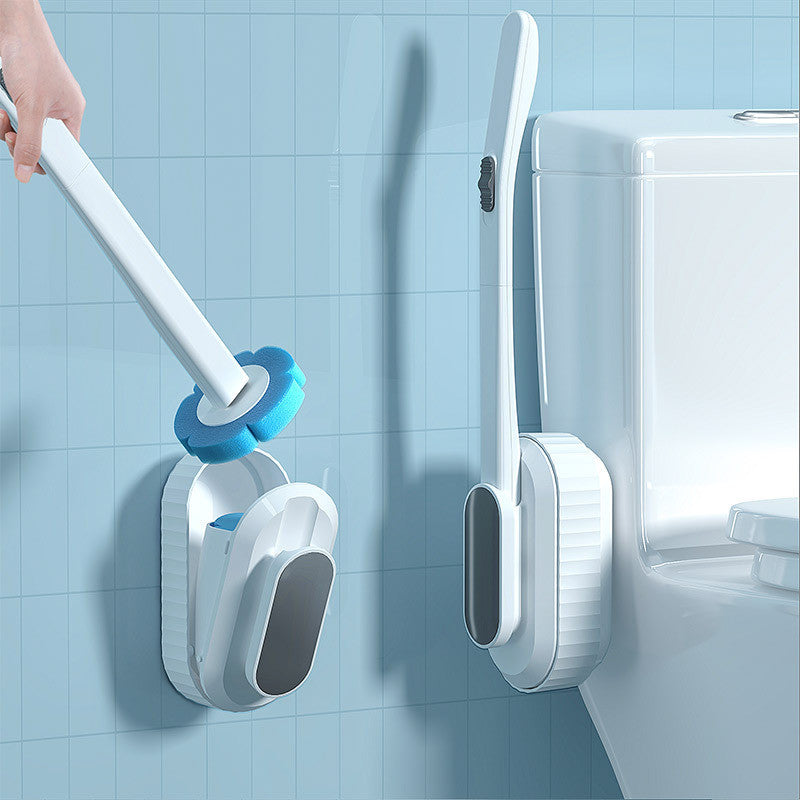 Slim modern toilet brush holder on bathroom wall