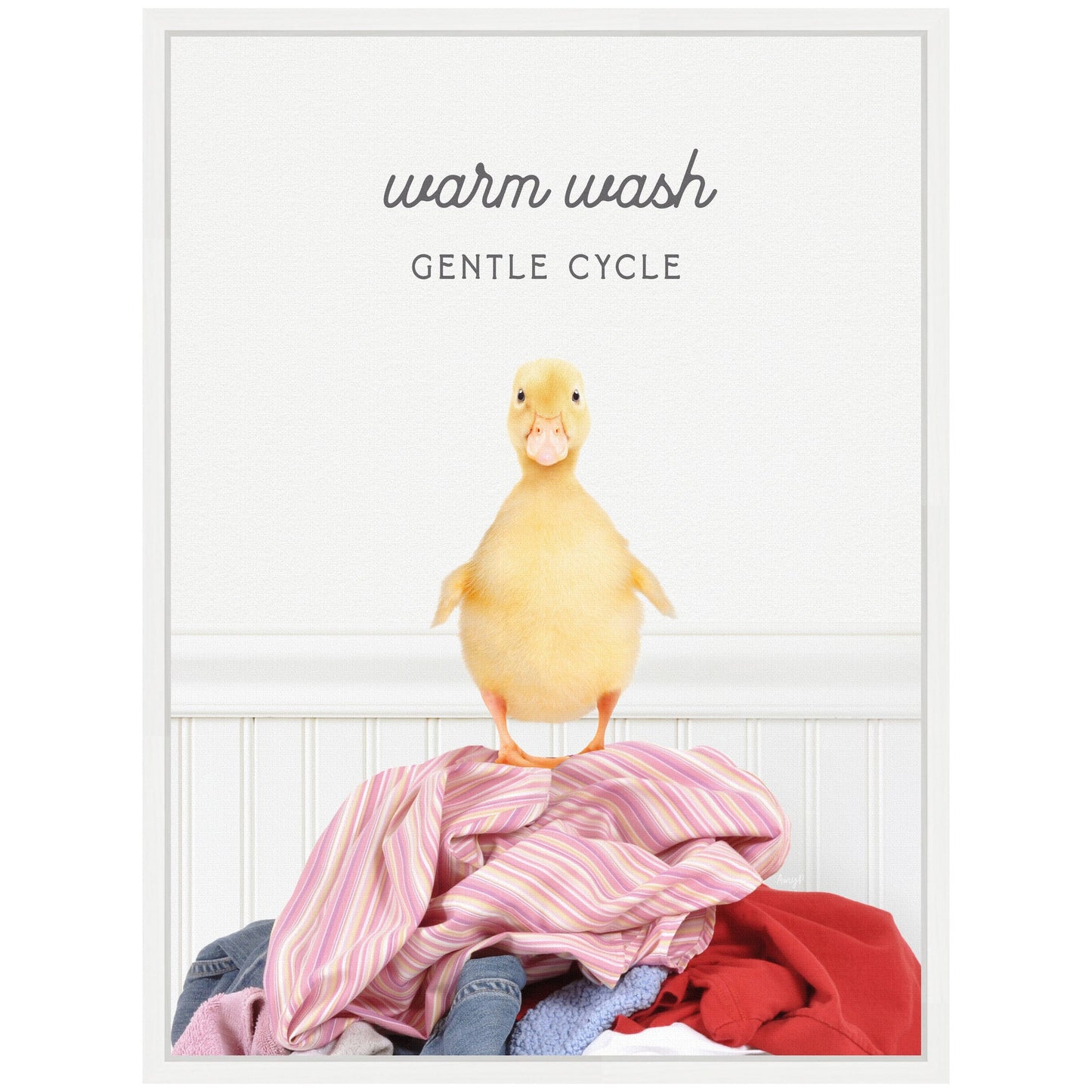 Ducky Gentle Cycle Laundry Framed Canvas Wall Art
