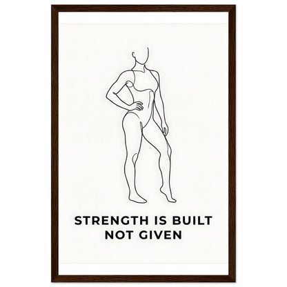 Women Fitness Poster - Strength Is Built Not Given - 20x25 cm / 8x10″ - White frame / Ready-to-hang - Sparkycare