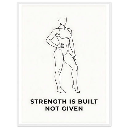 Women Fitness Poster - Strength Is Built Not Given - 20x25 cm / 8x10″ - White frame / Ready-to-hang - Sparkycare