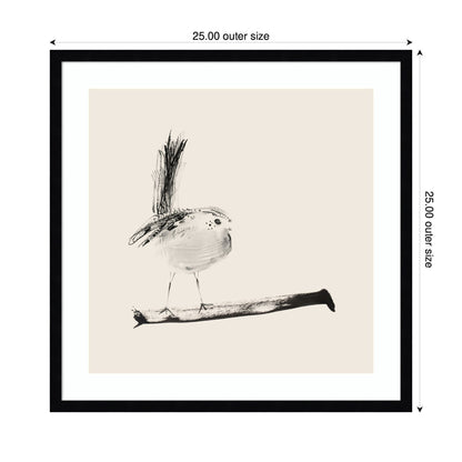 Sketched Bird On Branch by Danushka Abeygoda Framed Wall Art Print