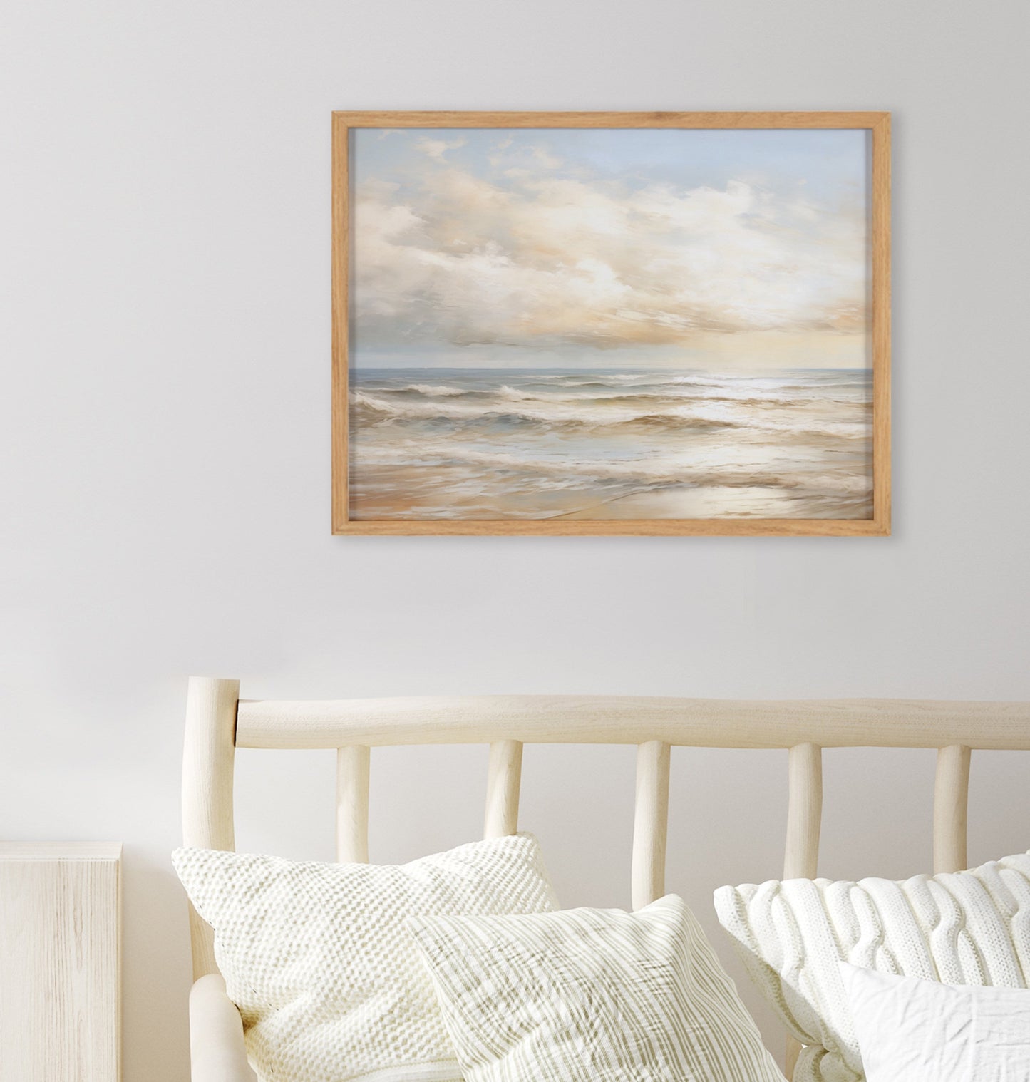 Beach Waves Sunset Coastal Framed Wall Art
