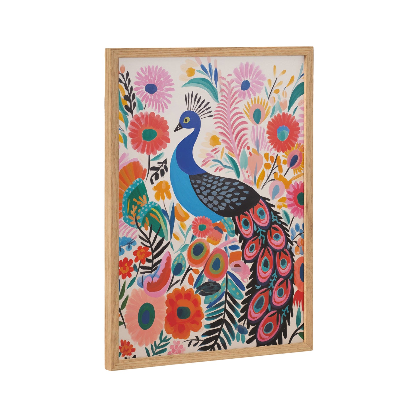 Boho Peacock and Botanicals Framed Wall Art
