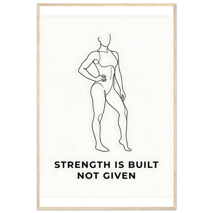 Women Fitness Poster - Strength Is Built Not Given - 60x90 cm / 24x36″ - Wood frame / Ready-to-hang - Sparkycare