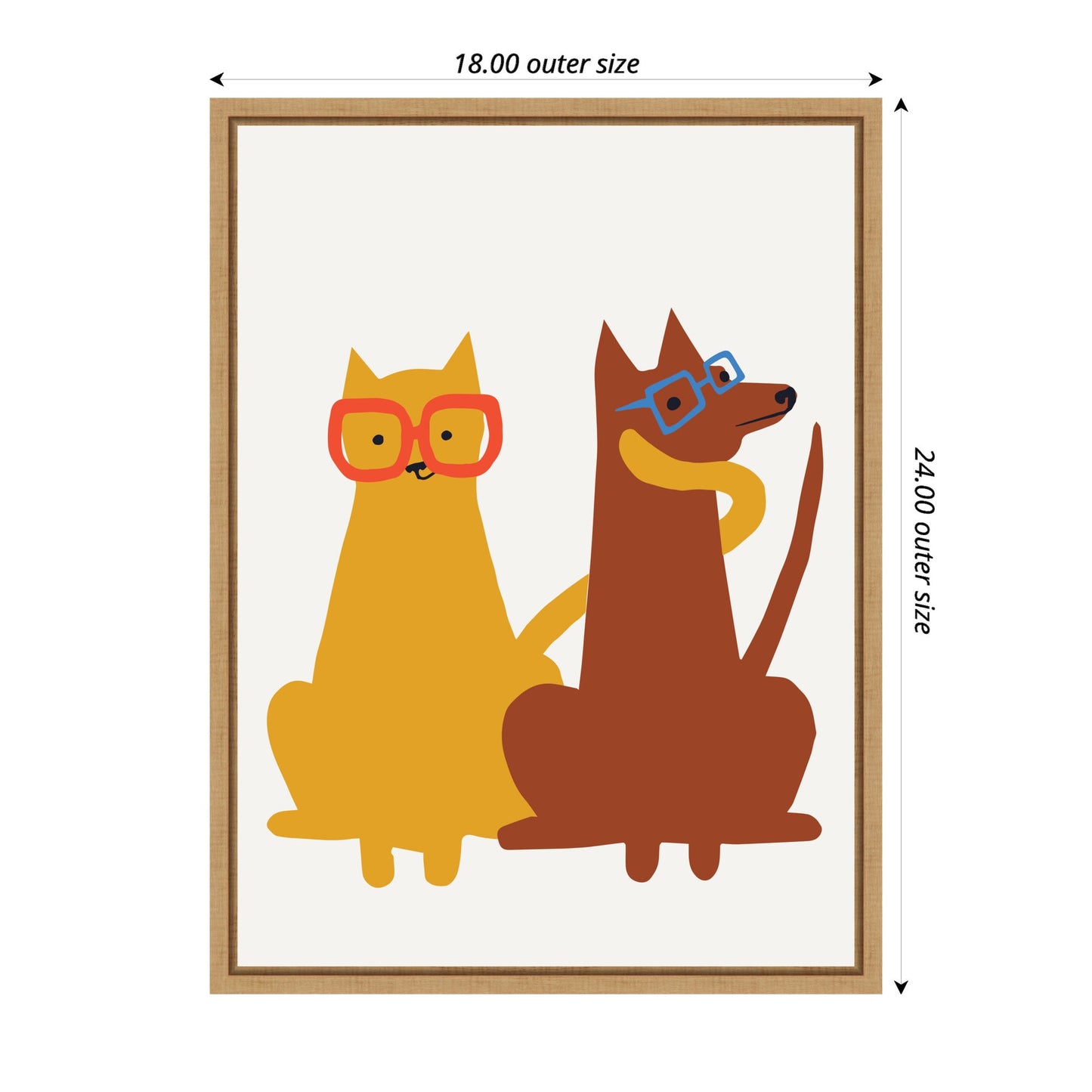 Farm Cat and Dog Framed Canvas Wall Art