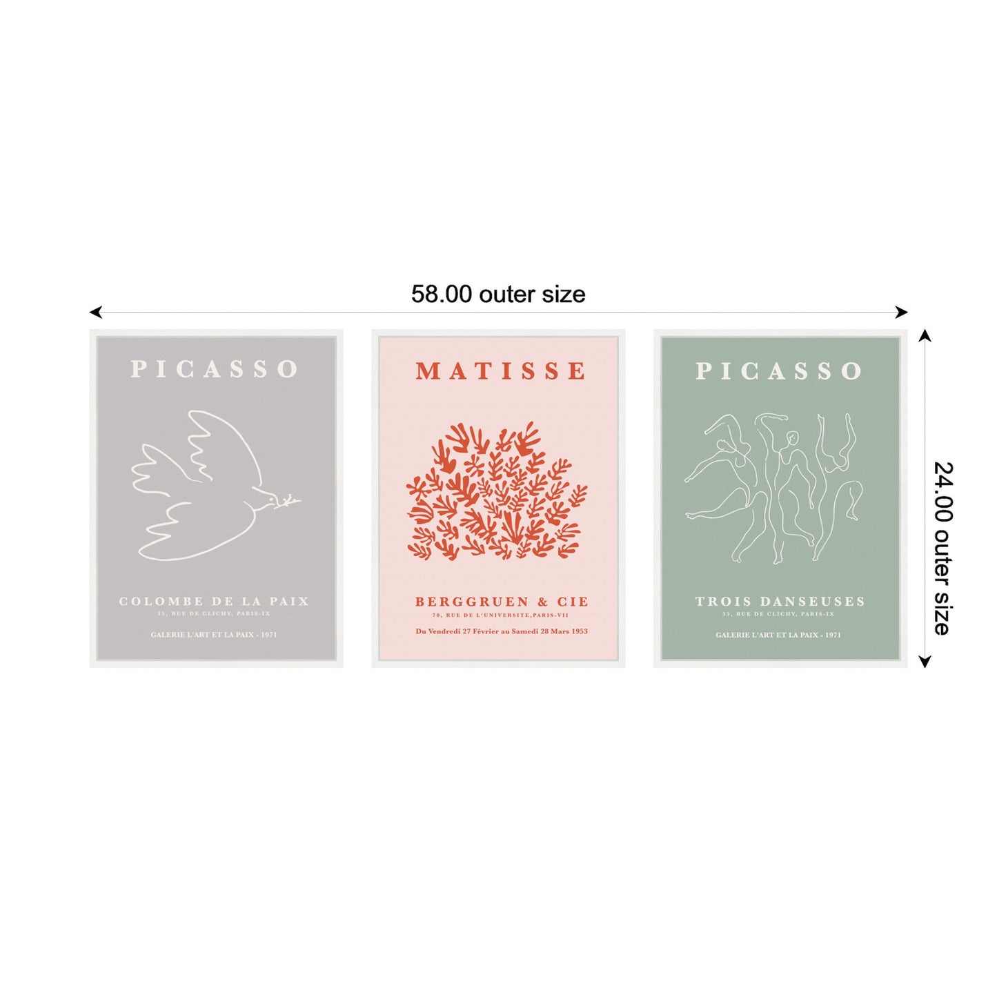 Abstract Bird and Dance 3 Piece Framed Canvas Art Set