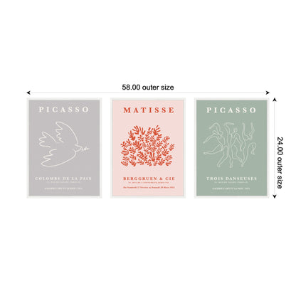 Abstract Bird and Dance 3 Piece Framed Canvas Art Set