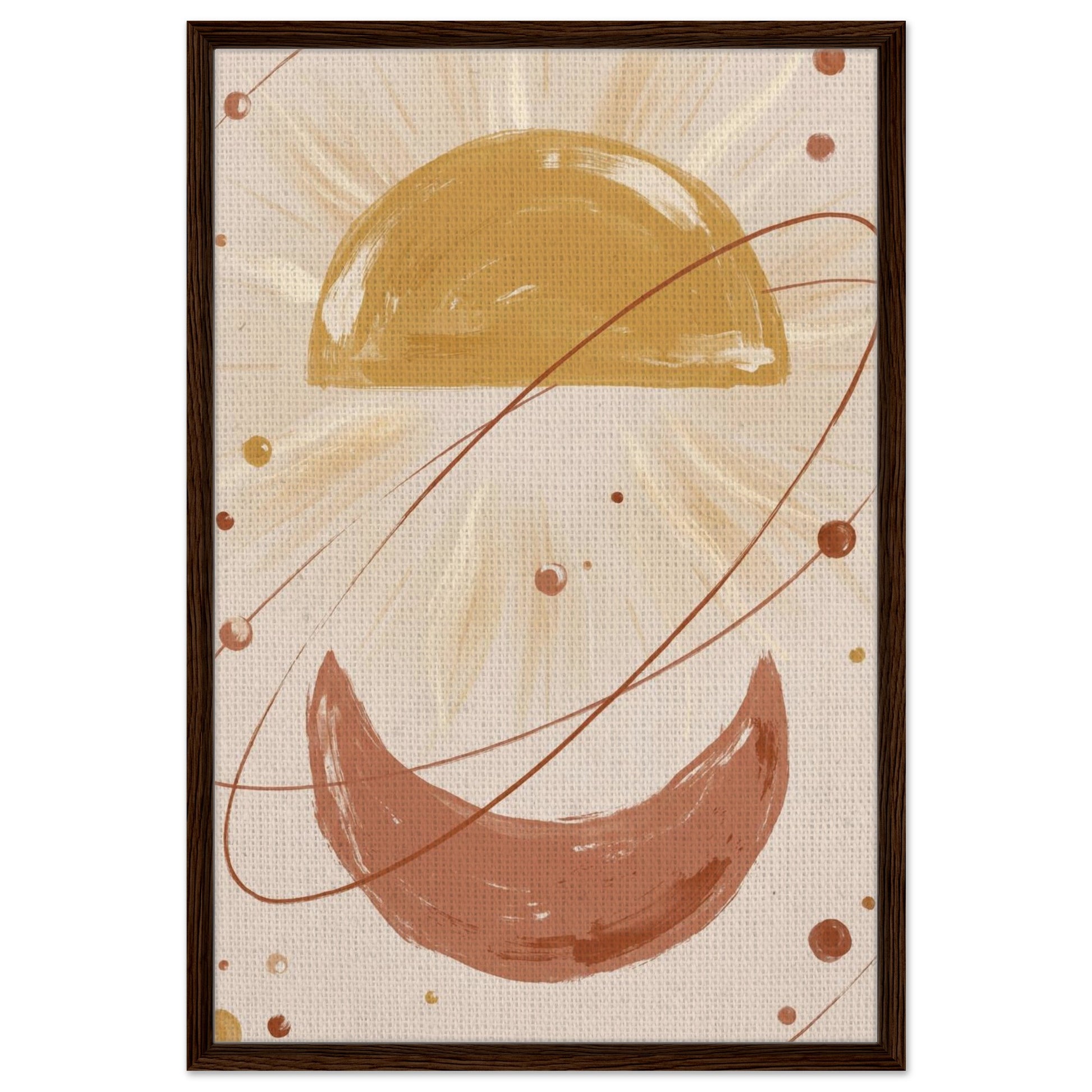 Golden Arc Celestial Boho Wall Art - 60x90 cm / 24x36″ / Framed Canvas - Dark wood frame - Sparkycare