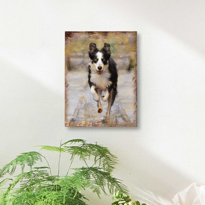 Running Dog Wood Block Wall Art, Pet Decor