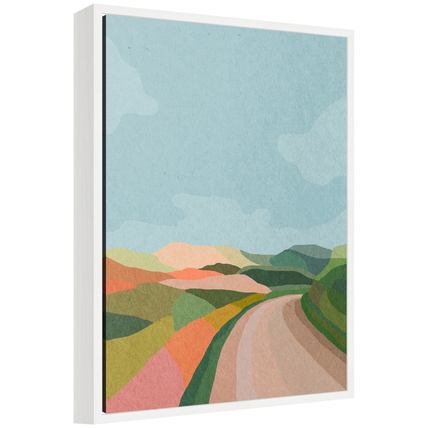 Winding Country Lane Framed Canvas Wall Art