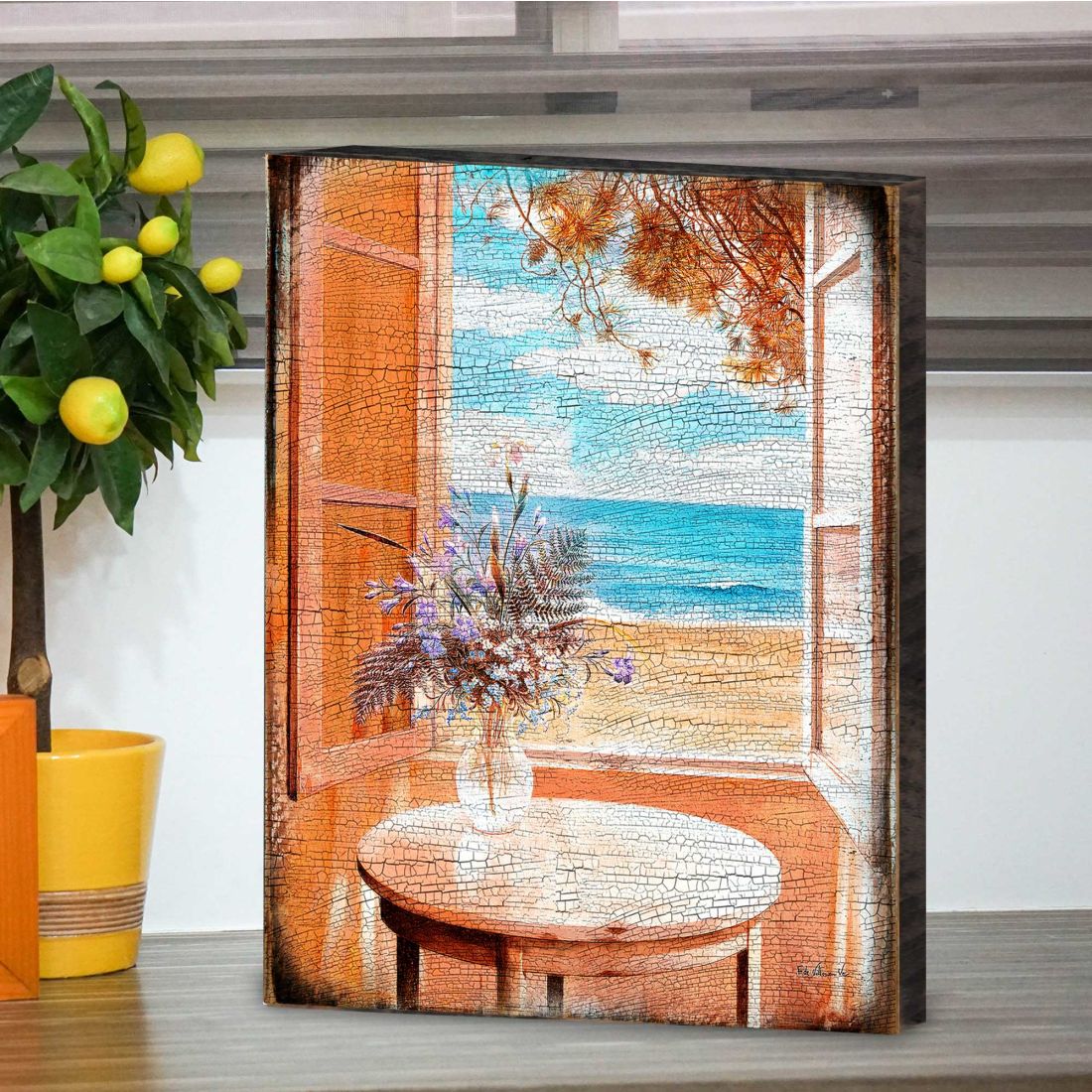 Coastal Window View Wood Wall Art - Seascape Decor