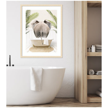 Elephant Back in Palm Bathtub by Amy Peterson Framed Wall Art Print
