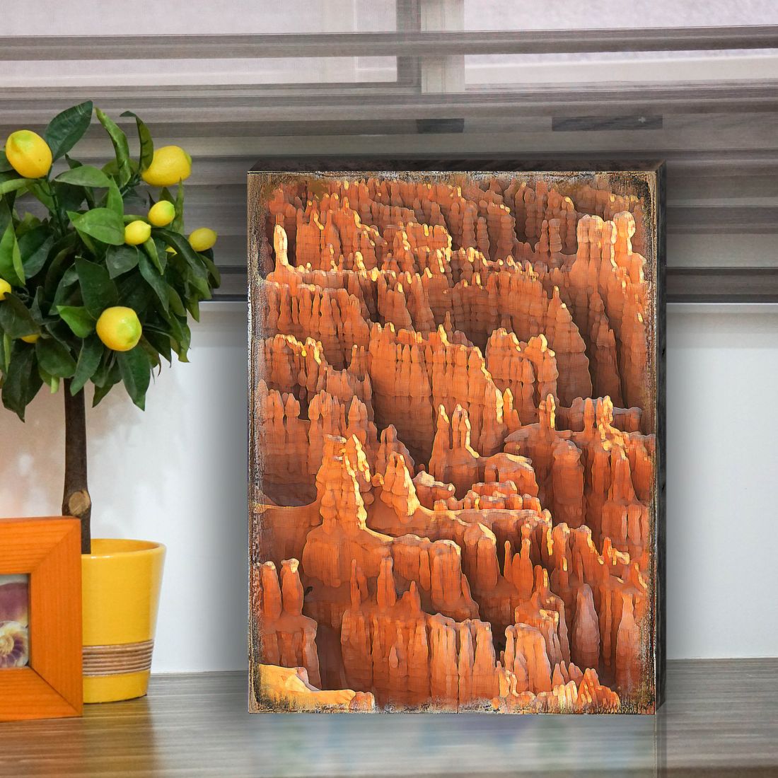 Rocky Mountain Side Wooden Wall Art - Layered Birch Landscape