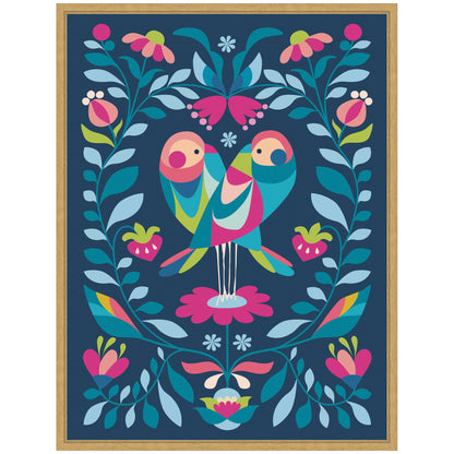Love Birds Framed Canvas Wall Art