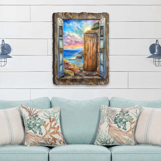 Coastal Window Seascape Wood Wall Art - Ocean Decor