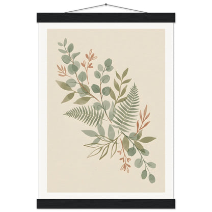 Sage Botanica Boho Botanical Print - A3 (29.7 x 42 cm) / Museum-Quality Matte Paper Poster with Hanger - Black wall hanger - Sparkycare