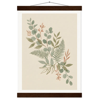 Sage Botanica Boho Botanical Print - A3 (29.7 x 42 cm) / Museum-Quality Matte Paper Poster with Hanger - Dark wood wall hanger - Sparkycare