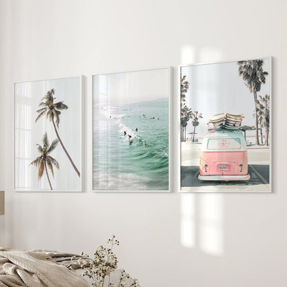 Tropical Beach Surf Wall Art Set, 3 Piece Coastal Prints
