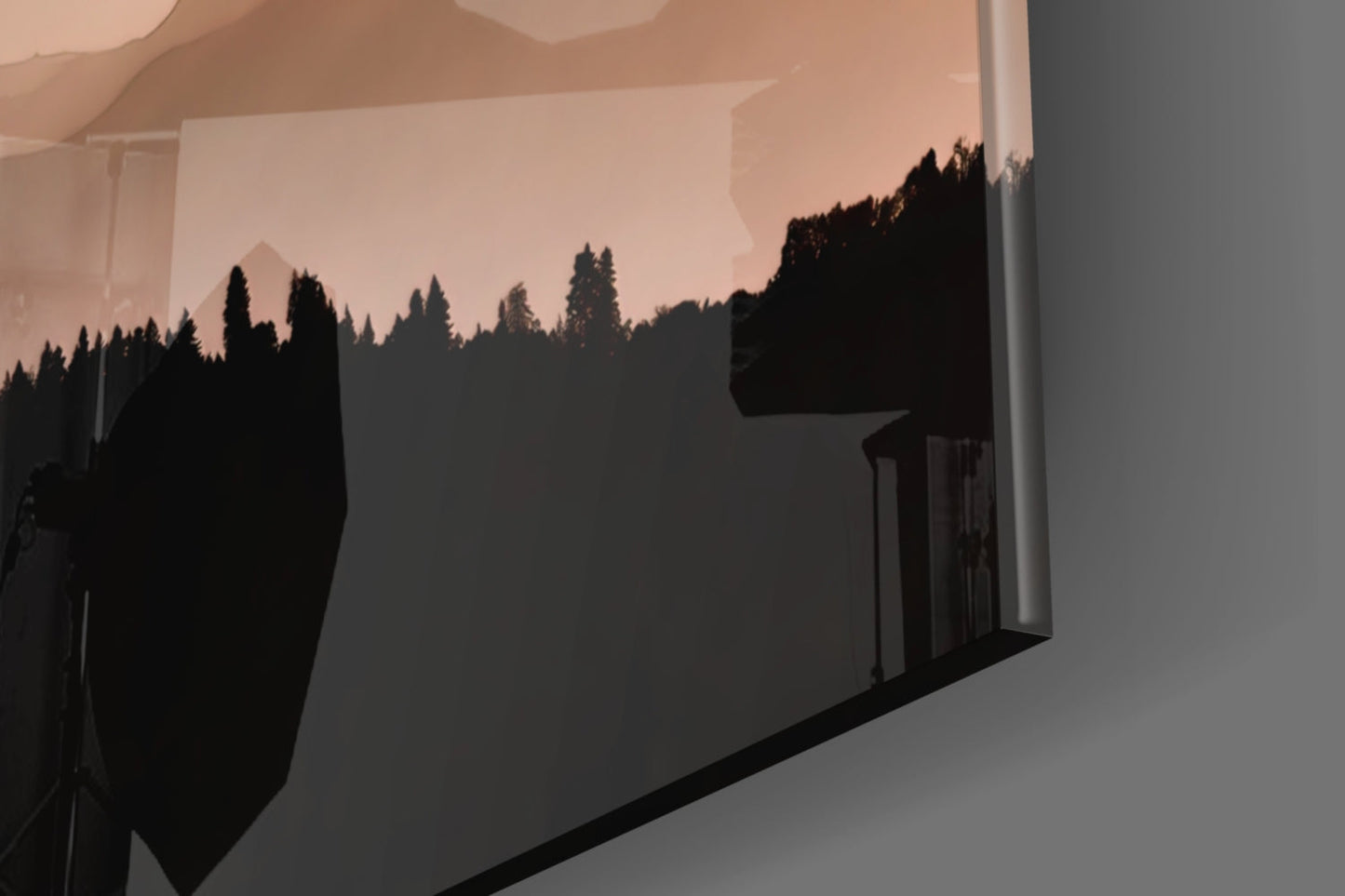 Sepia Layered Ridges Pine Forest Glass Wall Art