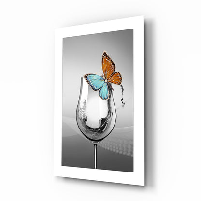 Goblet Butterfly Glass Wall Art