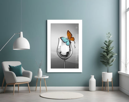 Goblet Butterfly Glass Wall Art