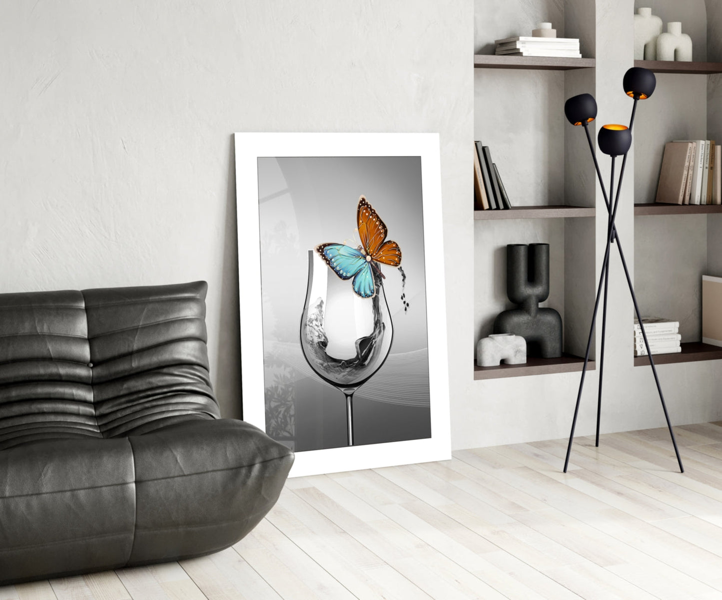 Goblet Butterfly Glass Wall Art
