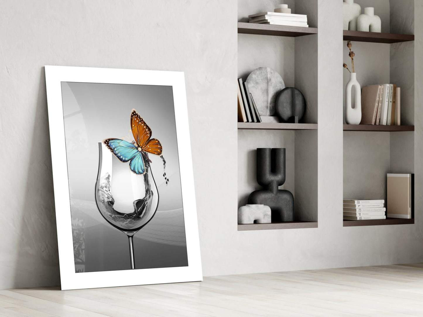 Goblet Butterfly Glass Wall Art
