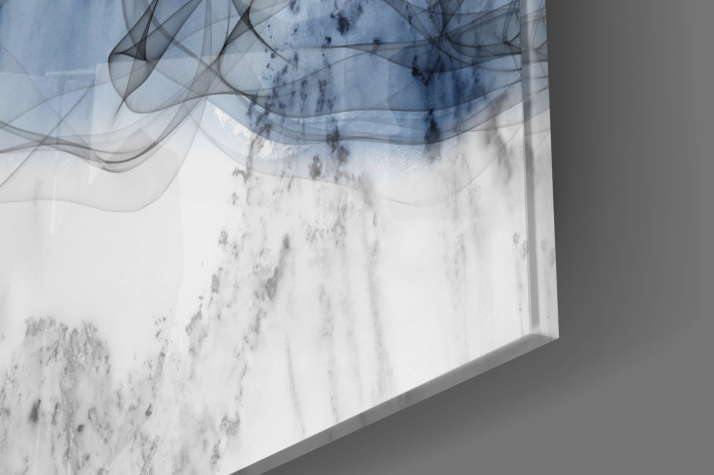 Cobalt Ink Drift Glass Wall Art