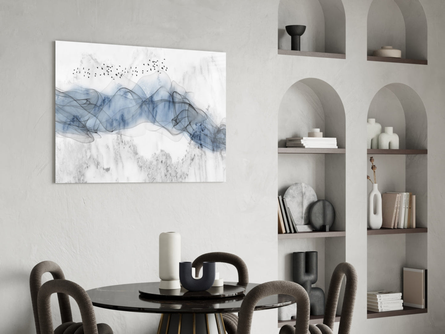 Cobalt Ink Drift Glass Wall Art