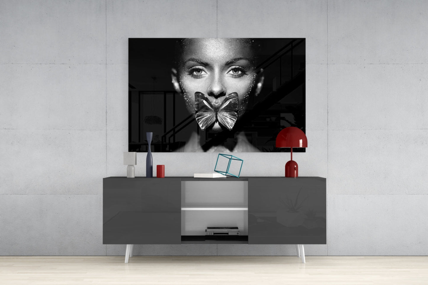 Butterfly Lips Glass Wall Art