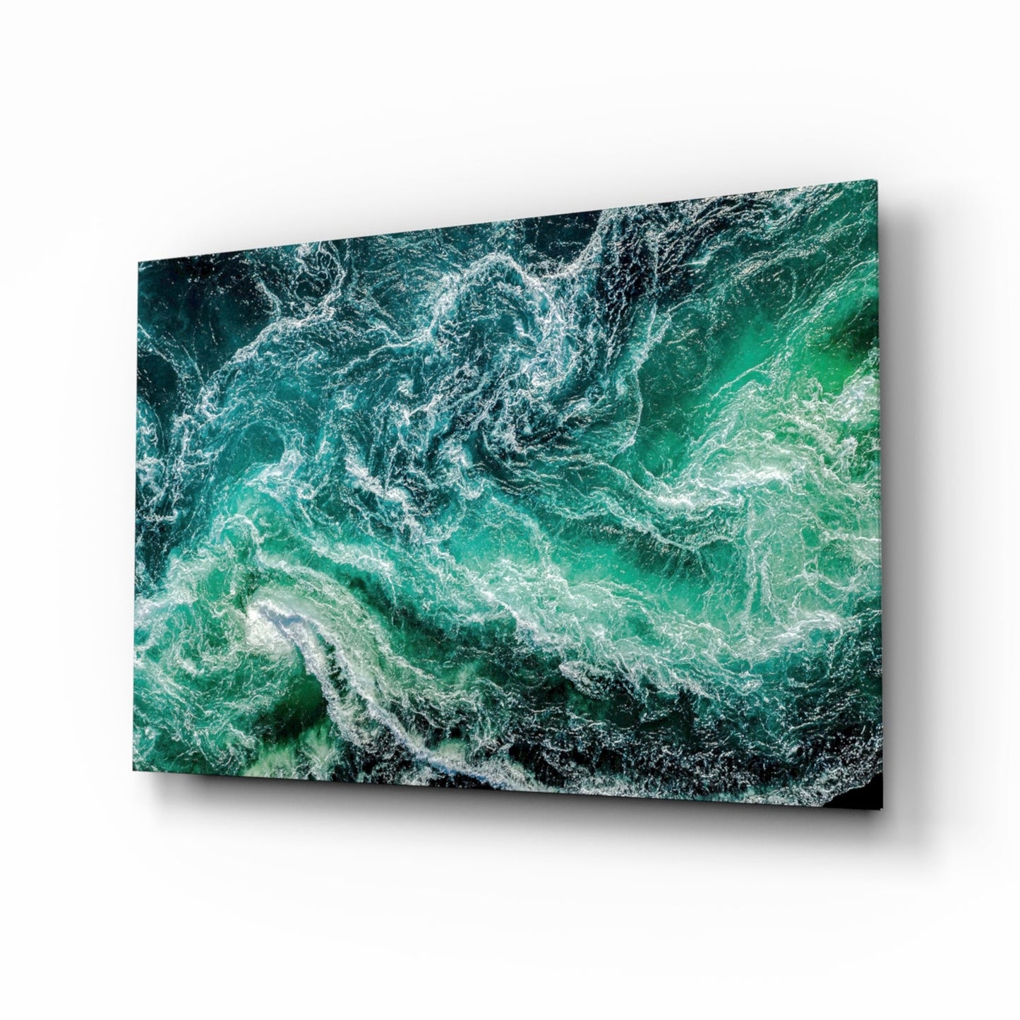 Green Waves Aerial Ocean Glass Wall Art