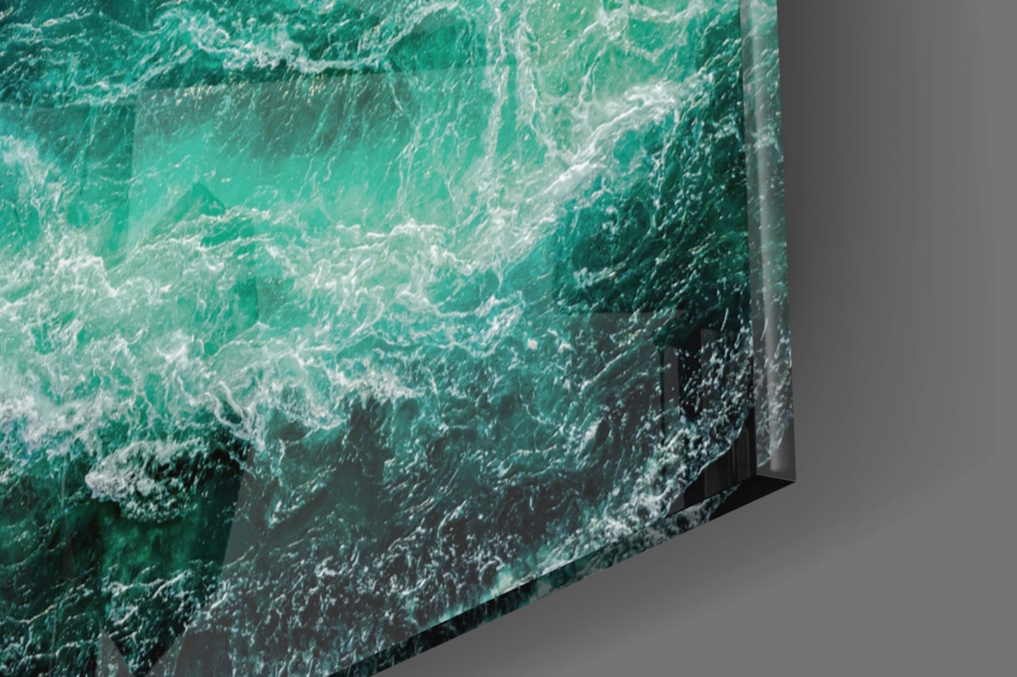 Green Waves Aerial Ocean Glass Wall Art