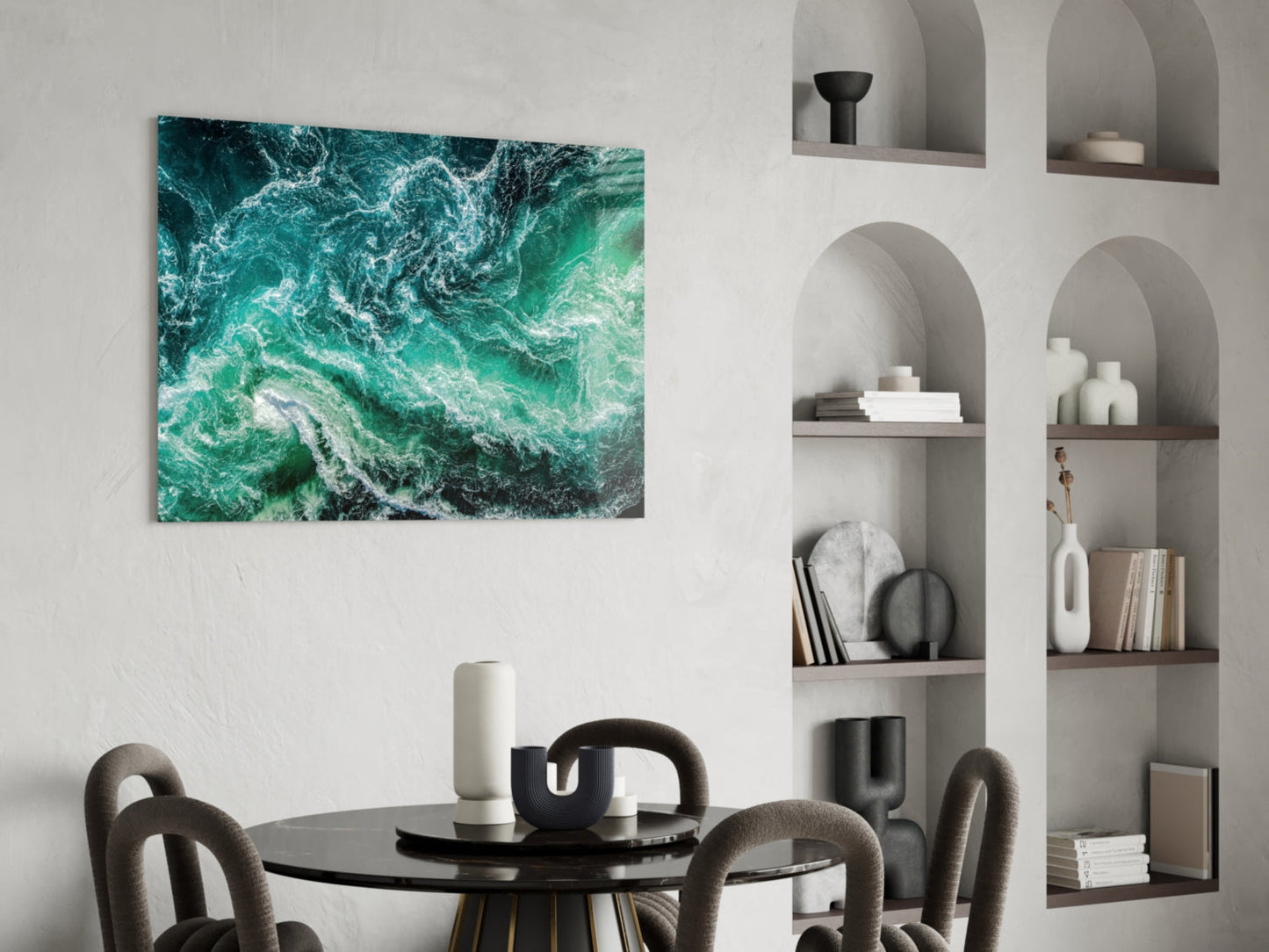 Green Waves Aerial Ocean Glass Wall Art